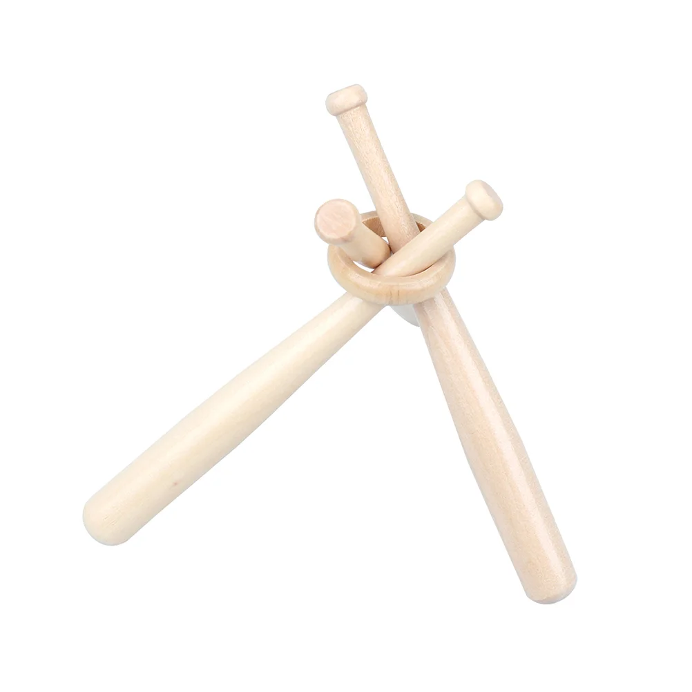 1 Set Wooden Mini Baseball Bat Shape Placement Bracket Baseball Stand Display Holder Rack Support Base (A Set Includes 3