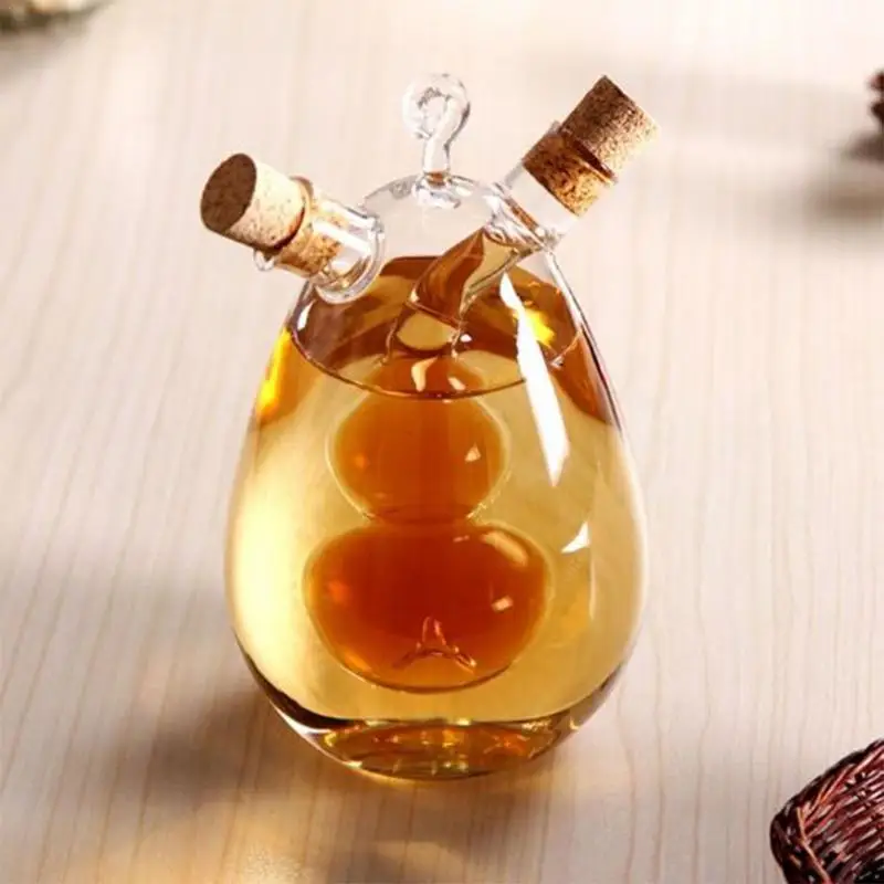 

2-in-1 Double Layer Bottle Sauce Oil Vinegar Glass Bottle Condiment Seasoning Sealed Kitchen Storage Accessory Seasoning Bottle