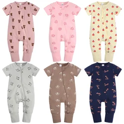 Summer Newborn Infant Baby Girl Boy One Piece Jumpsuit Cotton Romper Short Sleeve Cartoon Print Bodysuit Onesie Outfit 3-36Month