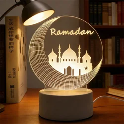 LED Night Light with 3D Moon Castle Design - Acrylic Eid Mubarak Ornament for Holiday and Festival Decor (Night Light - 40)