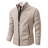 Autumn And Winter New Jersey Men's Casual Sports Coat Solid Color Stand Collar Wweater Grab Fleece Warm Zipper Cardigan 3