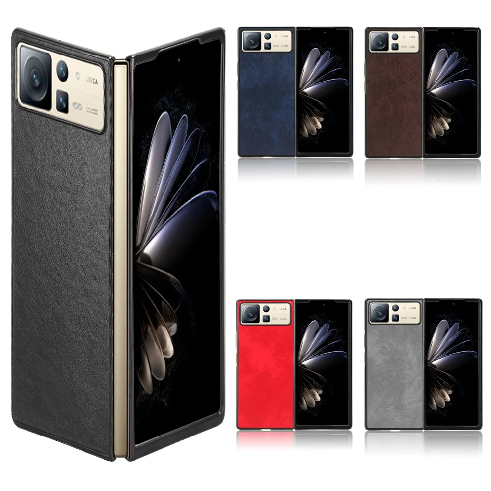 Per Xiaomi Mix Fold 2 Custodia Litchi Pattern Skin Pu Leather Pc Hard Back Cover Protettiva Per Telefono Fundas