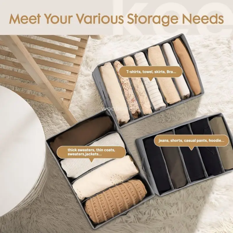 Organizer for drawers Clothes Organizer Pants Jeans Storage Box Cabinet Drawer Organizer Underwear Socks T-Shirt Wardrobe Storage
