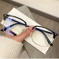 Lunettes anti-lumière bleue semi-cerclées pour hommes et femmes, lunettes transparentes pour ordinateur, filtre à rayons carrés classiques, monture de lunettes interdite 2