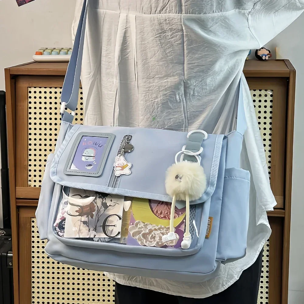 Y2K Japanese Harajuku School Bags for Teenage Girls New 2025 Transparent Itabag Crossbody Bag DIY Badges Display Plate Ita Bag 2