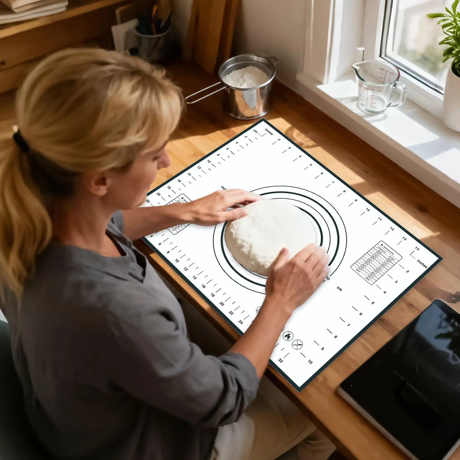 Silicone Pastry Mat Non Stick Baking Supplies 15.75x11.81 Inch Silicone Pie Crust Mat For Cutting Cookie Bread Pizza Kitchen