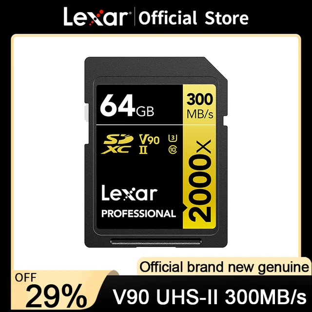 lexar sd card 2000X V90 UHS-II 300MB/s memory card sd card 64gb 128gb sdhc sdxc card 32gb high speed professional card 4K video 1