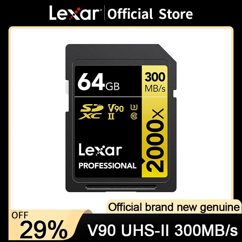 128gb sd lexar sd card 2000X V90 UHS-II 300MB/s memory card sd card 64gb 128gb sdhc sdxc card 32gb high speed professional card 4K video best memory card Memory Cards