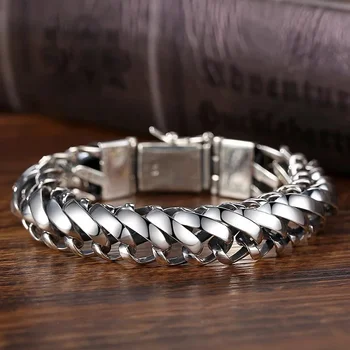 Nuova linea di colore argento versione coreana braccialetto uomo donna catena personalizzata retrò semplice tendenza accessori gioielli di moda 1