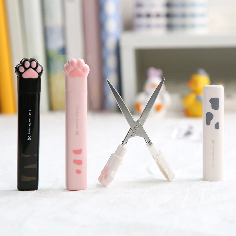 

Kawaii Cat's Paw Stationery Scissors Springback Cute Mini Crop Tool Junk Journal Scrapbooking Accessories For School Supplies