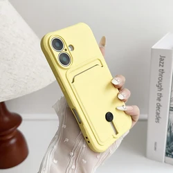 Premium Soft Silicone Wallet Phone Case with Card Holder & Camera Protection Cover - iPhone 13 Pro Max (Yellow)