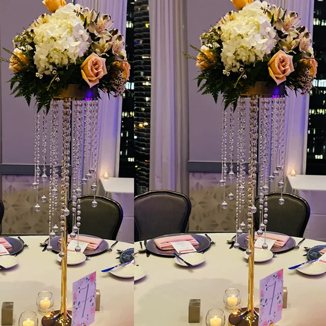 10Pcs H120cm cmCrystal Flower Stand Wedding Road Lead Acrylic Centerpiece For Event Party Decoration 2837