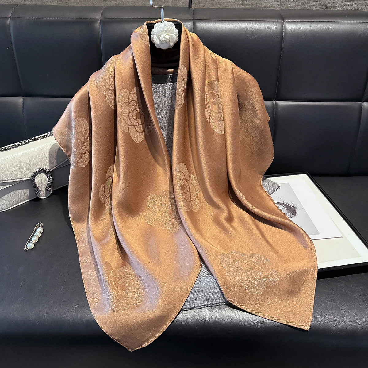 2025 Latest Women's Fashion Hijab Silky Muslim Square Sun Protection Shawl Luxury Brand Soft Female Scarf Spring and Autumn
