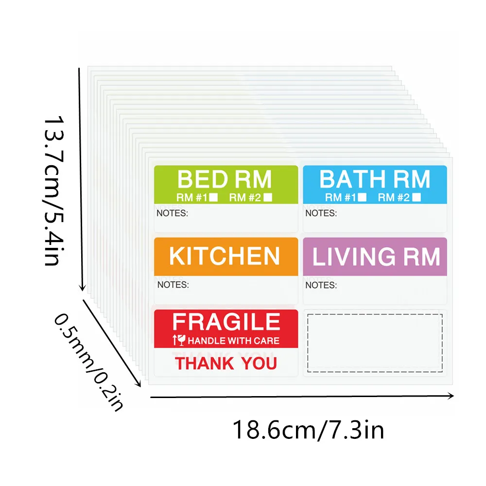 42x90mm Large Home Moving Labels for Boxes Apartment Moving Helper 6 Different Packing Fragile Labels Blank Furniture
