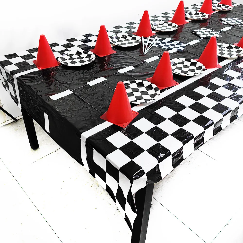 Racing Birthday Decorations Road Tablecloth Racetrack Tablecloth Runner Table flag Kids Car Theme Birthday Party Supplies