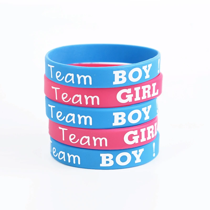 20pcs Gender Reveal Silicone Bracelets Team Boy Team Girl Wristband Party Games Gift Decoration Boy or Girl Baby Shower Favors