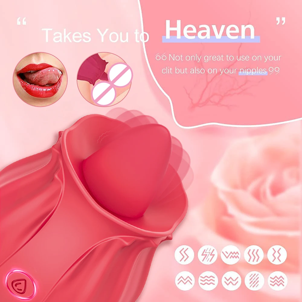 Women rose tongue licking vibrator G Spot Nipple Stimulation adult toys vibrating silicone clitoral vibrators sex toys for women