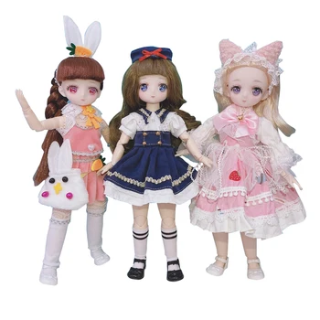 볼 조인트 만화 얼굴 인형, 여아용 드레스 장난감, 1/6 Bjd 애니메이션 인형, 6 ~ 9 세, 7 ~ 10 세, 30cm