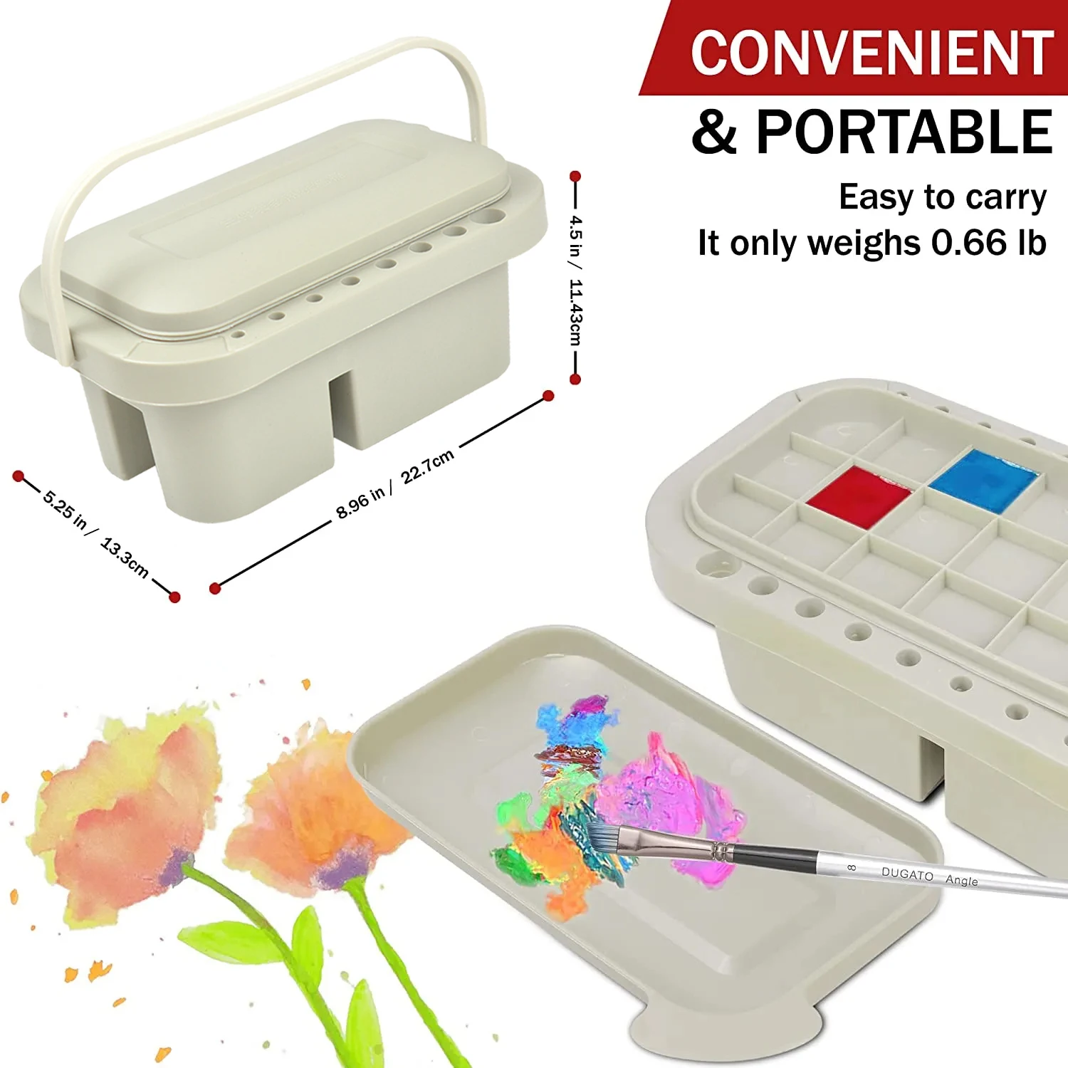 Paint Brush Cleaner Washer Multifunction Painting Brush Basin Holder and Organizer width Tray Palette Lid 2 Art Sponges 5