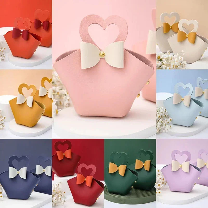 5/10 stücke Liebe Kreative MINI Hochzeit Süßigkeiten Box Geschenk Verpackung Tasche Hochzeit Partei Liefert Tragbare Leder Candy Box Begleiter geschenk