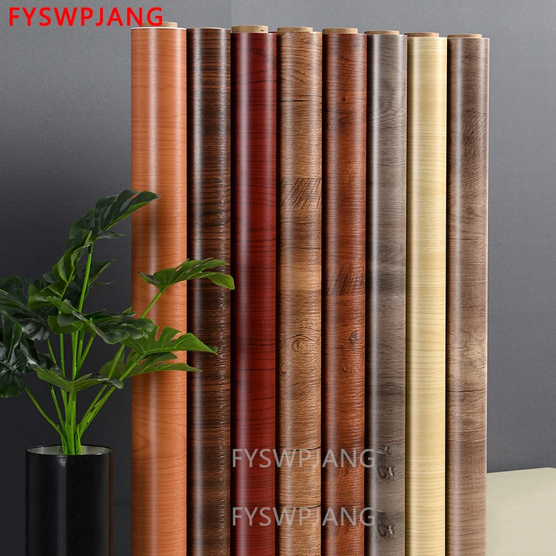 Rolo de Papel de Parede de Vinil de Madeira à Prova Dágua Decoração Autoadesiva Portas de Papel de Contato Armário de Mesa Móveis Modernos Adesivos Decorativos