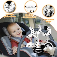 New Cartoon Cute Animal Baby Bed Around Toys With Bed-bell Black And White Bees Bed Around Baby Toys Decorative Accessories 2