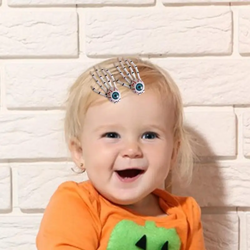 Skeleton Hand Bone Hair Clips Halloween Hair Clips Skeleton Hand Eyeball Fashion Punk Rock Devil Claw Unique For Party Kids &