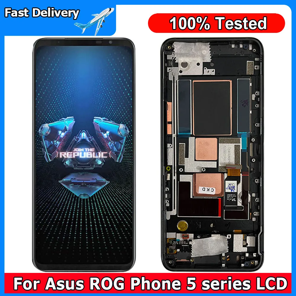 

6.78" OLED For Asus ROG Phone 5 ZS673KS LCD Display Touch Screen Digitizer Assembly For Asus ZS673KS I005DA LCD With Frame