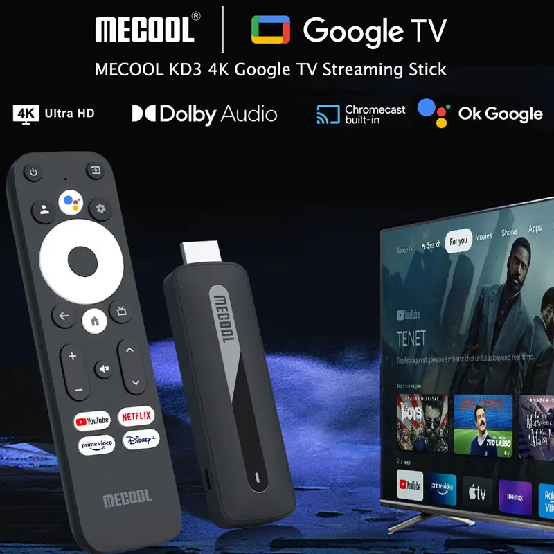 Mecool KD3 4K TV Stick Android 11 smart TV box With Amlogic S905Y4 2G+8G WiFi 2.4G/5G HDR 10+ Media Player tv dongle m98 tv box android 11 amlogic s905y4 support dual wifi 4g 5g bt 5 0 atv hd 4k 3d av1 2gb 64gb smart box