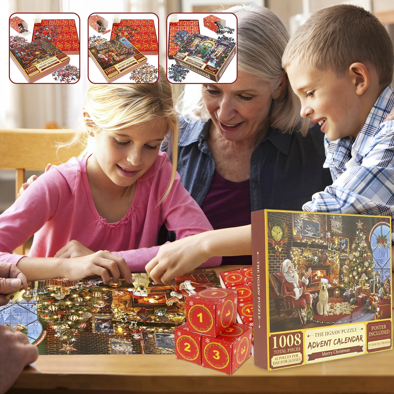 thumbnail image 2 of SIXVALA Advent Calendar 2024 Christmas Jigsaw Puzzles Christmas Dogs And Cats 24 Boxes 1008 Pieces Christmas Countdown Calendar Family Game Puzzle 2 of 13