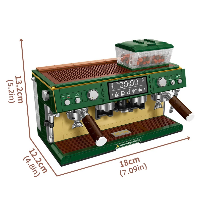 928p Vintage Coffee Machine Building Block Classic Imitation Hand Coffee Maker Desktop Decoration Bricks for Kid Toys Adults