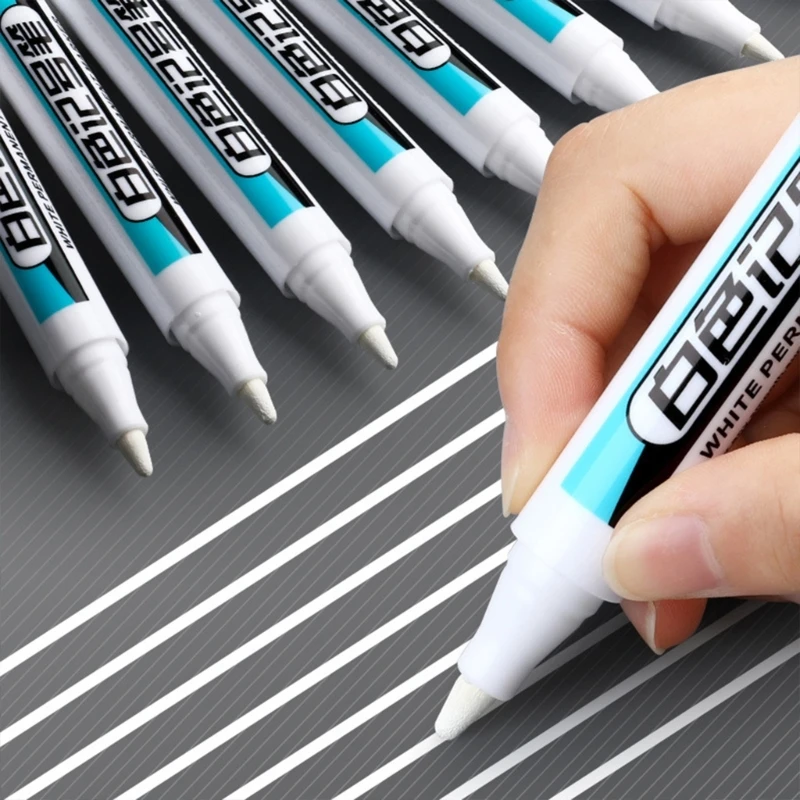 4 Pieces Oil-based Markers Pen Long Nose Markers Quick-drying Paint Pens White Permanent for Metal Glass