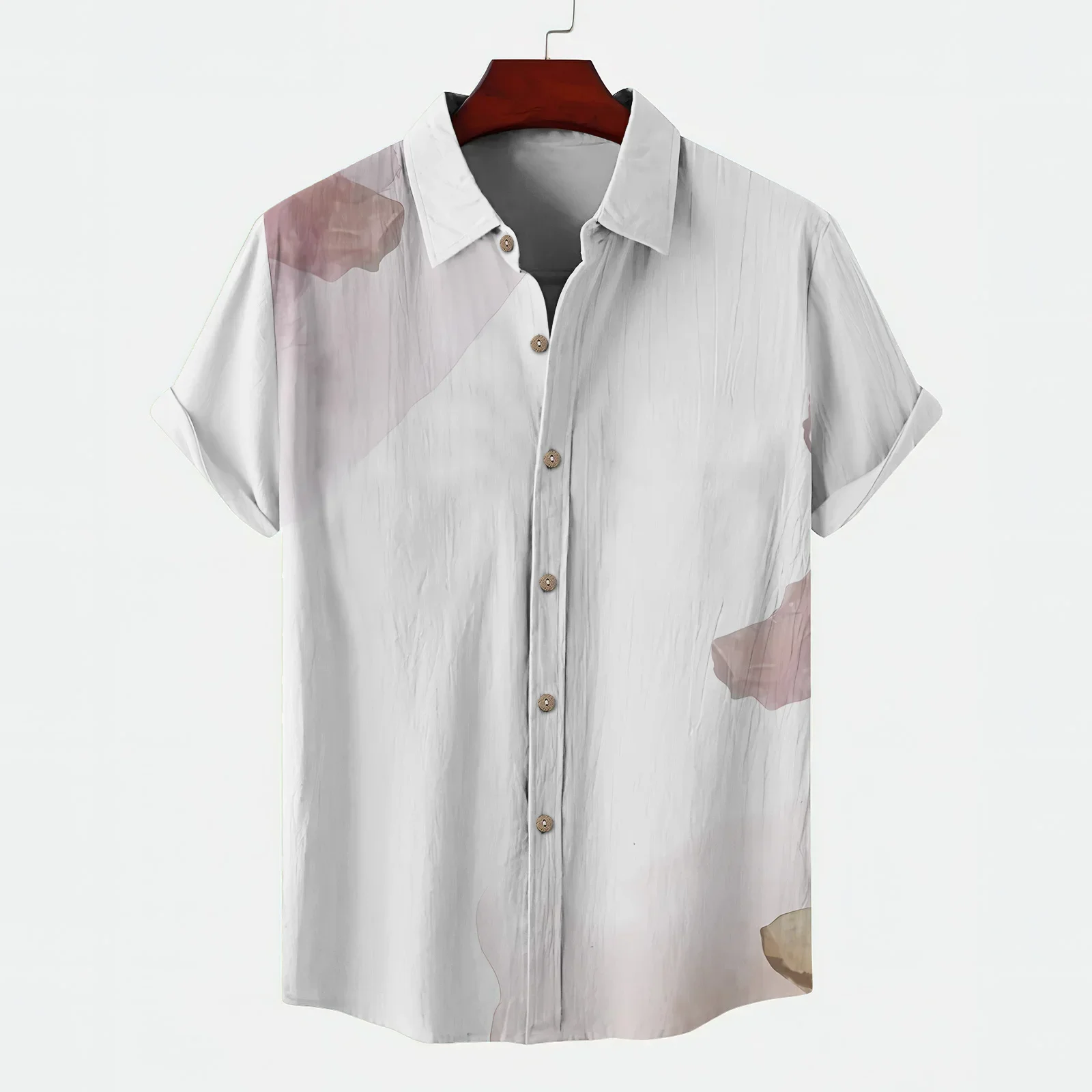 High Quality Y2k Trend Beach Solid Color Man Short Sleeve Shirt Classic Smudge Men's Shirts Summer Vacation Comfort 3D Printing