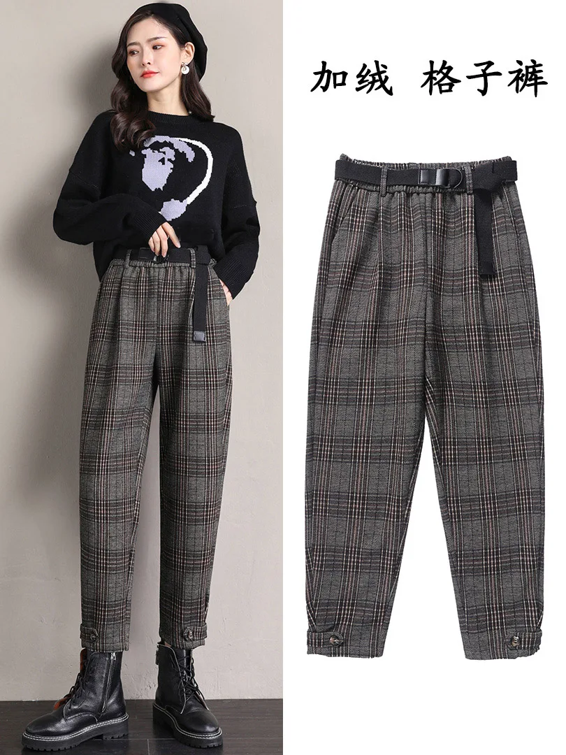 

Women's Loose High Waist Harem Pants Autumn and Winter New Style0315