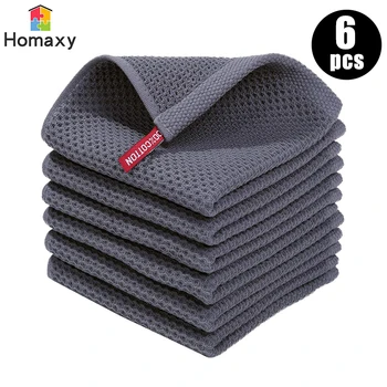 Homaxy 면 주방 수건 울트라 소프트 매직 청소 천, 흡수성 청소 걸레, 두꺼운 닦는 천, 4 개, 6 개