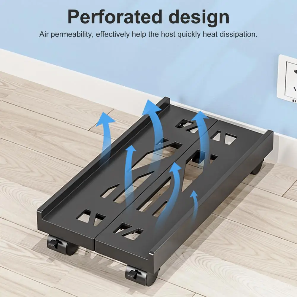 PC Tower Stand With Wheels Under Desk CPU Holder Adjustable Stable Mobile Computer Host Stand Mobile CPU Stand Office Supplies