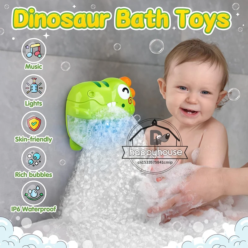 Baby Bath Toys Bubble Machine Dinosaur Crabs Music Kids Bath Toy Bathtub Automatic Bubble Maker Baby Bathroom Toy for Children 2