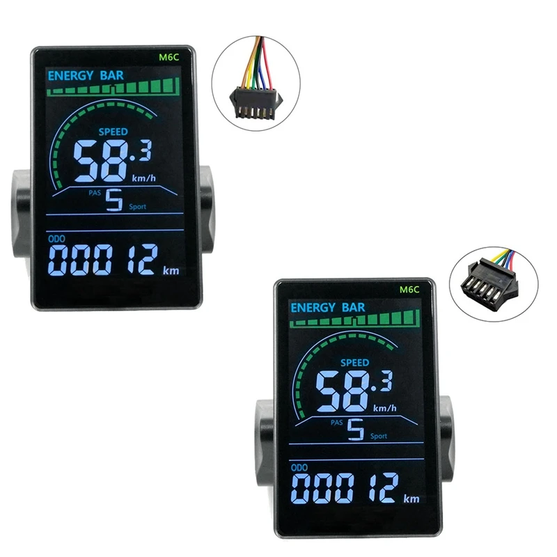

M6C Electric Bike LCD Display Meter 24V-60V E Scooter Panel Color Screen With USB For Mountain Electric Bike Parts (SM 6PIN)