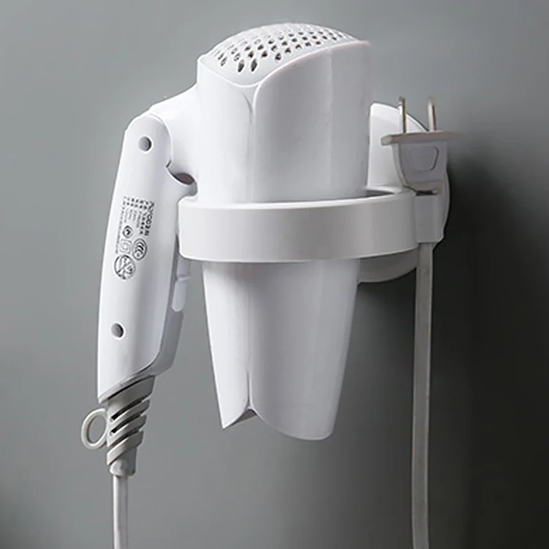 Bathroom No Drilling Wire Hanger Strong Adhesive Storage Hair Dryer Holder Wall Mounted Shelf With Strong Back Glue Straightener