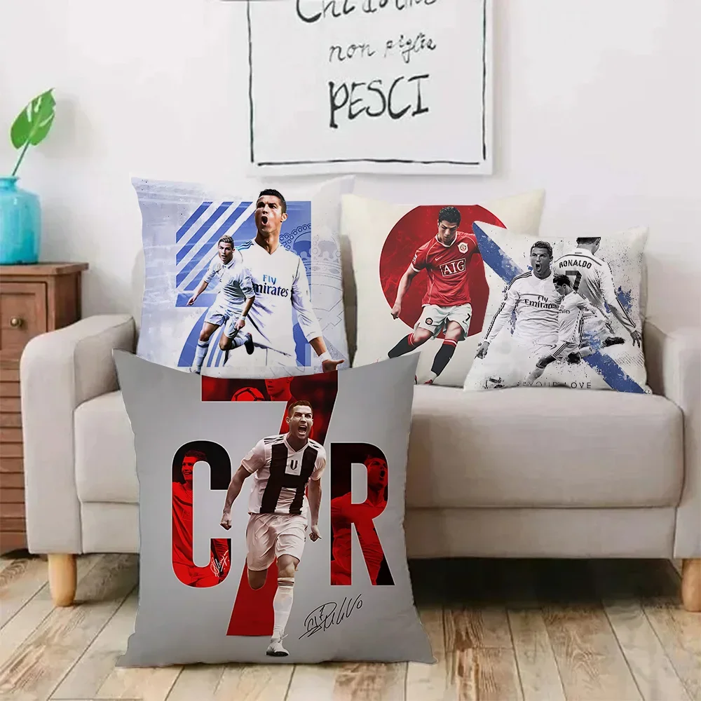 CR7 Pillow Covers Cartoon Cristiano Ronaldo Sofa Decorative Home Double-sided Printing Short Plush Cute Cushion Cover