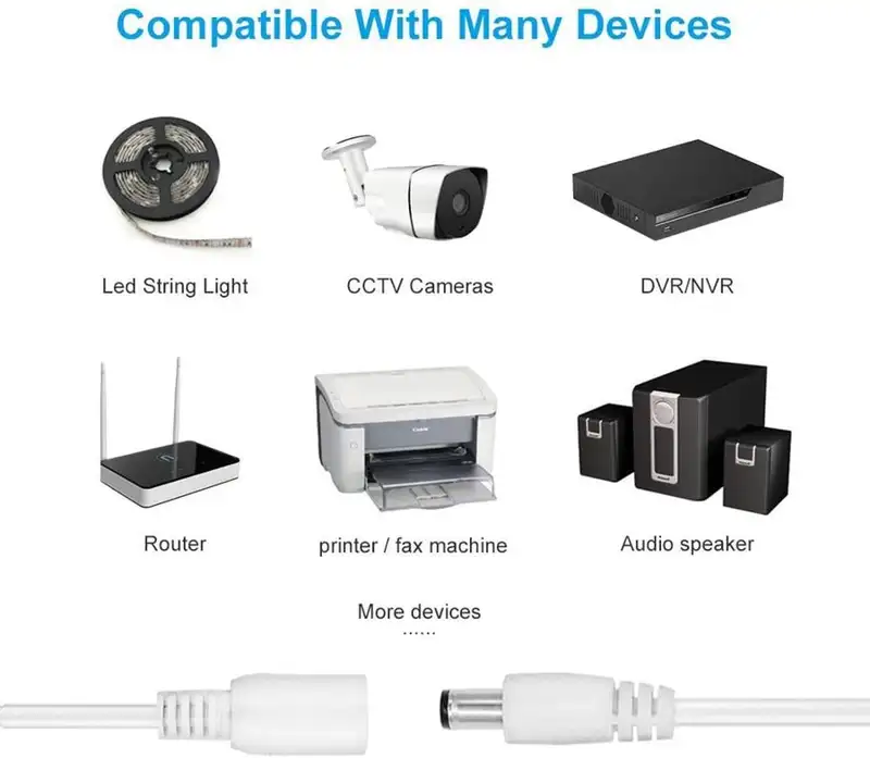1/5/10 Pcs 5.5x2.1mm DC Male Female Power Plug Cable Wire Jack Adapter Connector for CCTV Single Color 3528 5050 LED Tape Light - Image 6