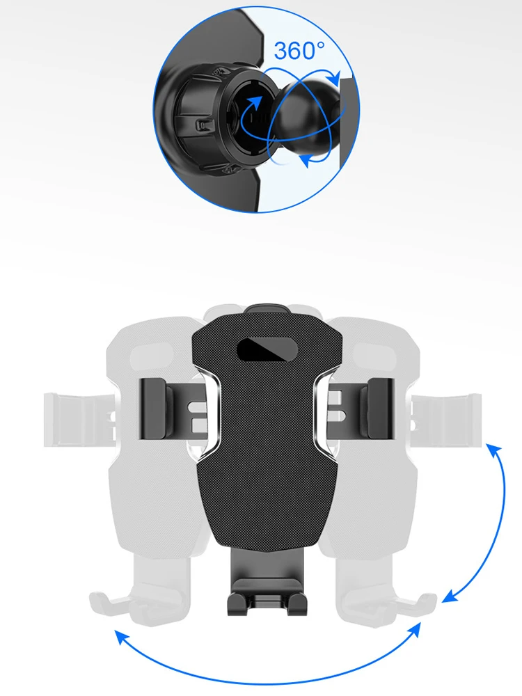 Supporto Universale Per Telefono In Auto A Clip Per Bocchetta D'Aria – Girevole 360°, Materiale ABS, 112x102 Mm, Nero