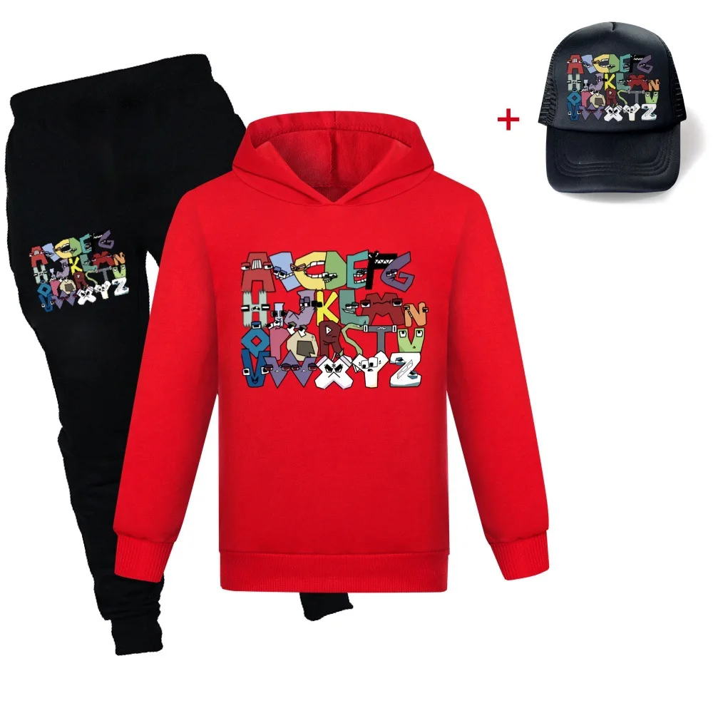 

Children Alphabet Lore Hoodies+Pants+Cap 3 Piece Set for Teens Girl Boys Cartoon Sweatshirt Suit Kids Autumn Christmas Clothes