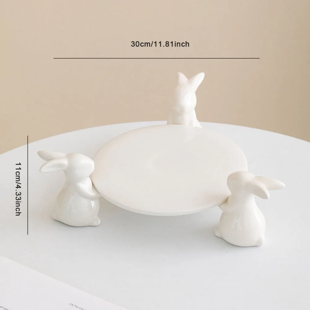 Creative Ceramic Rabbit Fruit Plate Ornaments Living Room Dining Table Dim Sum Plate Jewelry Storage Crafts Birthday Gifts 6