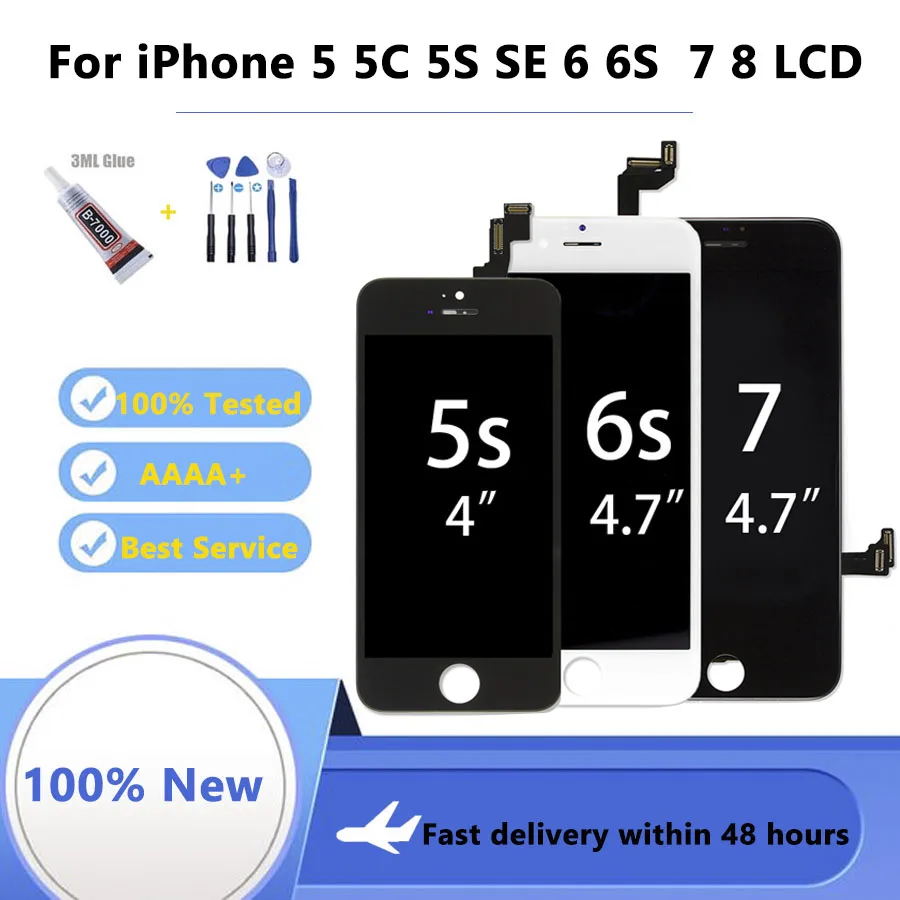 

100% Testedfor Iphone 5 5s 6 6s 7 7p 8 8p Touch Screen For iphone lcd Replacement Digitizer Assembly Screen No Dead Pixel + T