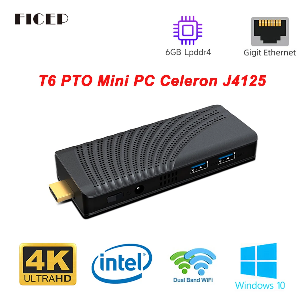 Mini Pc Windows 10 T6 Pro Mini Pc Stick Intel Celeron J4125 N4000 N4100