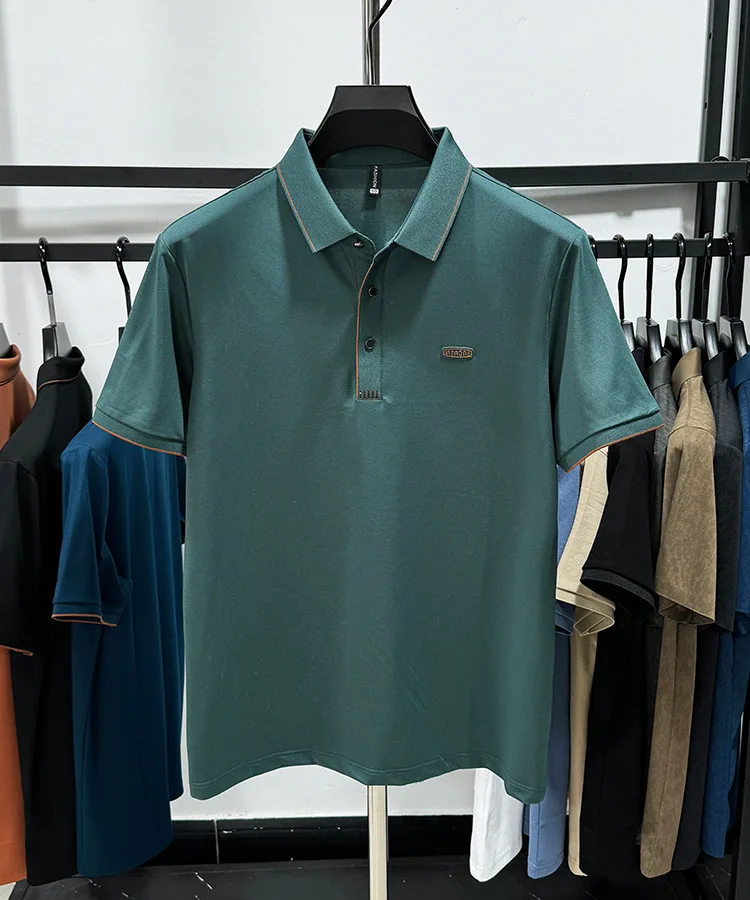 Description Picture 6 of itemBrand letter printed short sleeve POLO shirt men's casual lapel top summer new fashionable ice silk cotton breathable T-shirt
