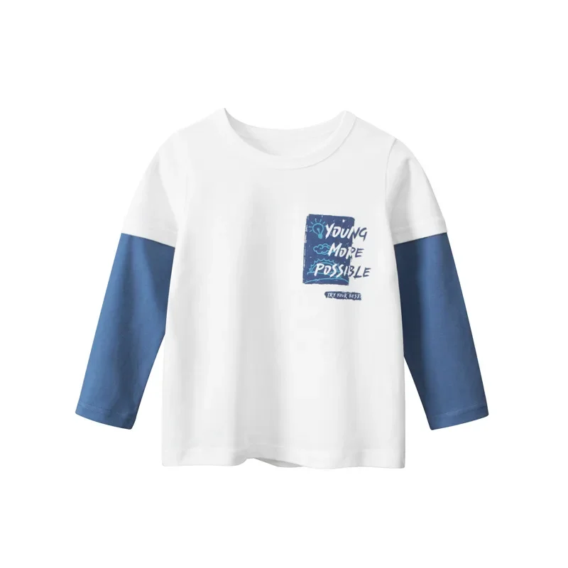 Brand Children's Clothing 2025 Autumn New Korean Style Boys Bottoming Shirts Fashion Letter Print Tops Tees Kids Clothes 3