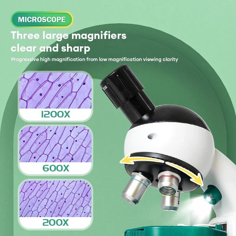 Plastic Kids Science Microscope Toy Kit Educational STEM Gift
