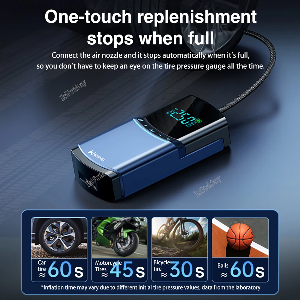 ISFRIDAY 4 in 1 Car Jump Starter Air Pump 150PSI Air Compressor 10400mAh Peak Current 2000A Starter Device Digital Tire Inflat